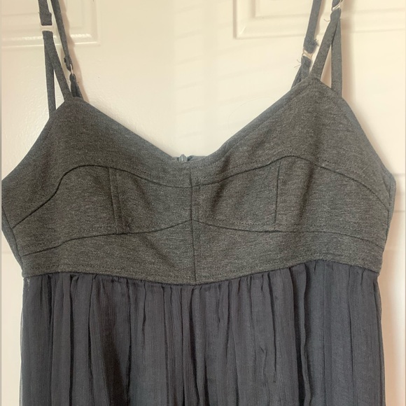 NWT Ella Moss Charcoal Gray Mini Sundress Sheer Overlay Size L - Picture 4 of 9